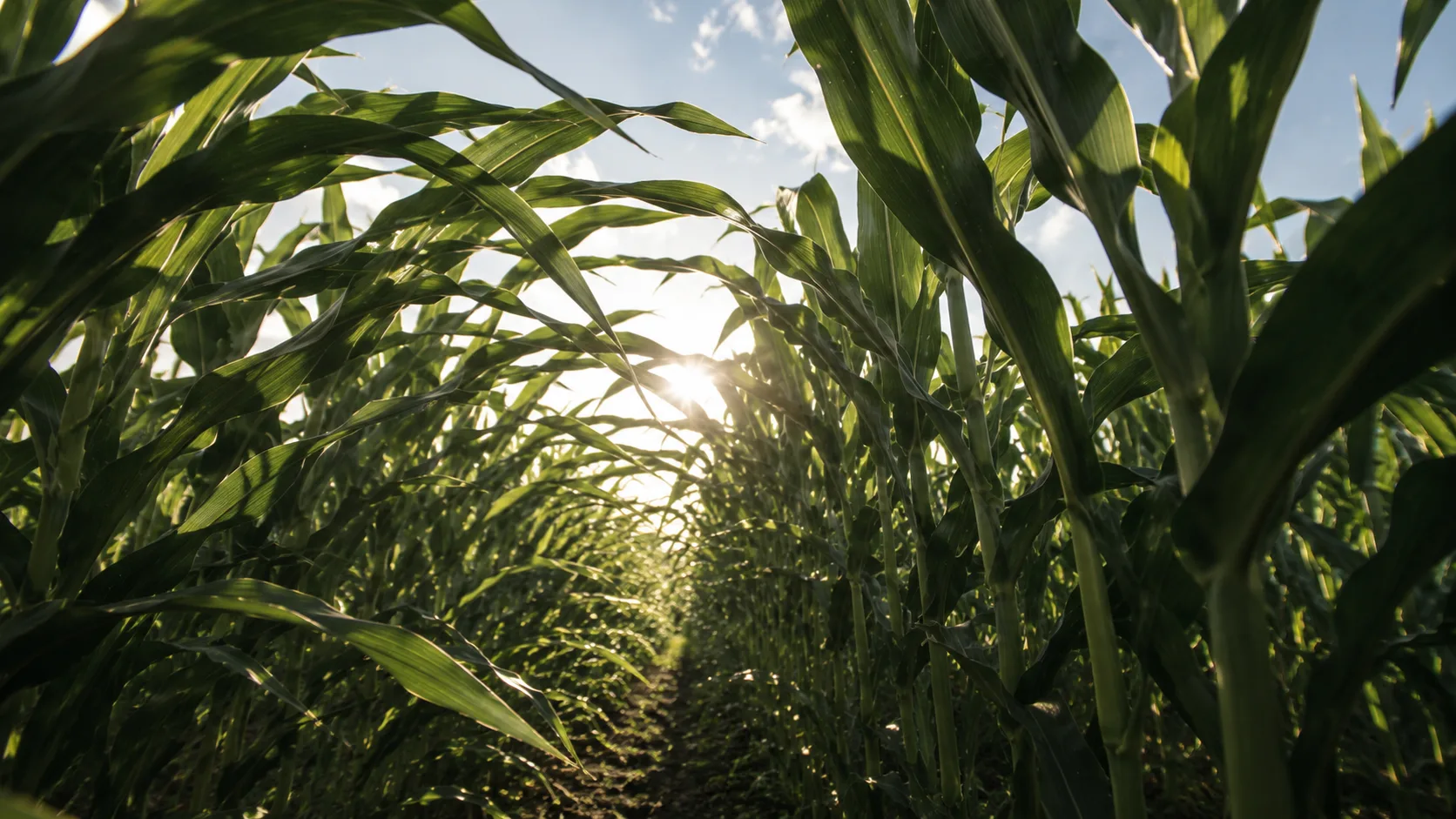 Mature corn field after application